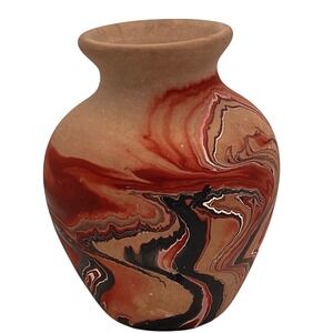 Vintage Indian River Nemadji Pottery Vase canoe stamp‎